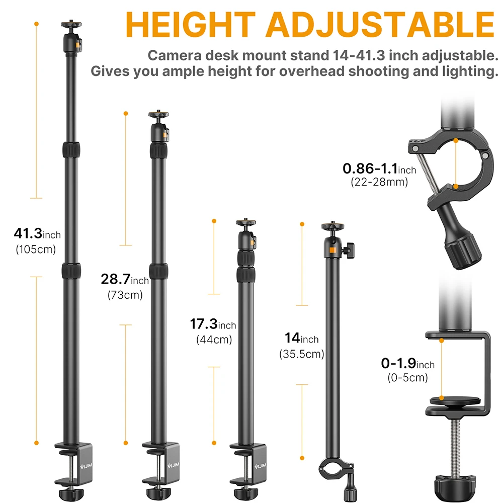 VIJIM LS02 soporte de montaje en escritorio, abrazadera en C, soporte de luz de aluminio con cabezal de bola giratorio de 360 ° para cámara DSLR - imagen 4