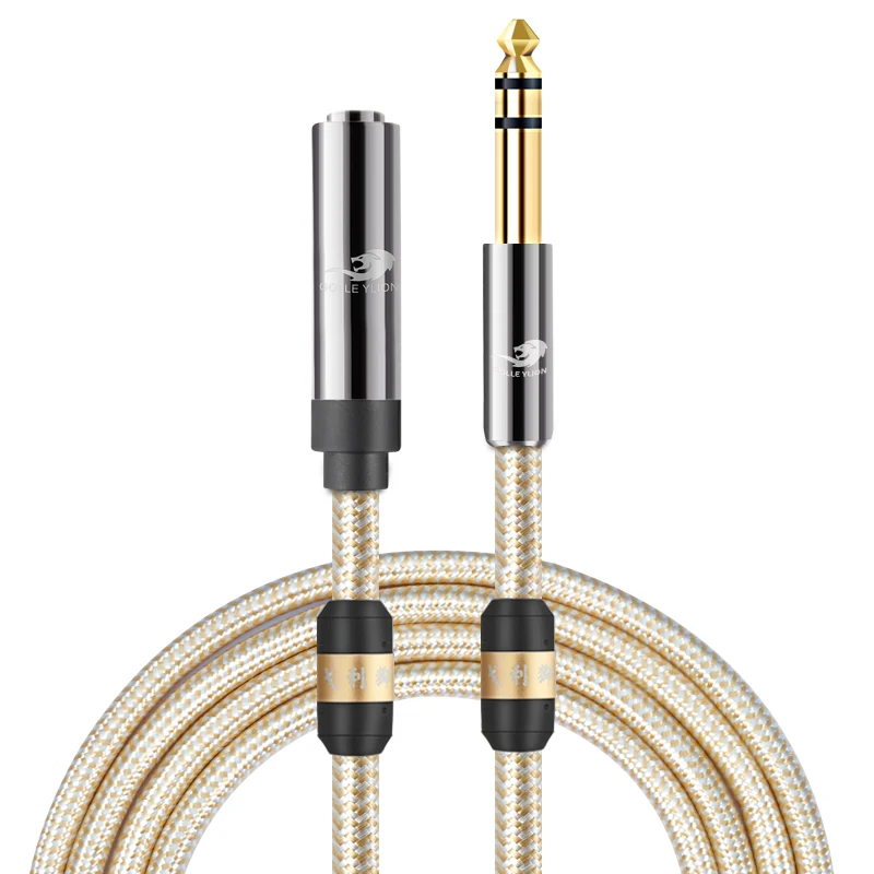 Cable de extensión de Audio HiFi para auriculares, 1/4 pulgadas, TRS macho, 6,35mm a 6,35mm, hembra, para guitarra, monitores de estudio de escenario, extensor ESTÉREO