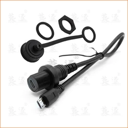 Cable Extensión Micro USB 2.0 IP67 Macho-Hembra Montaje Panel