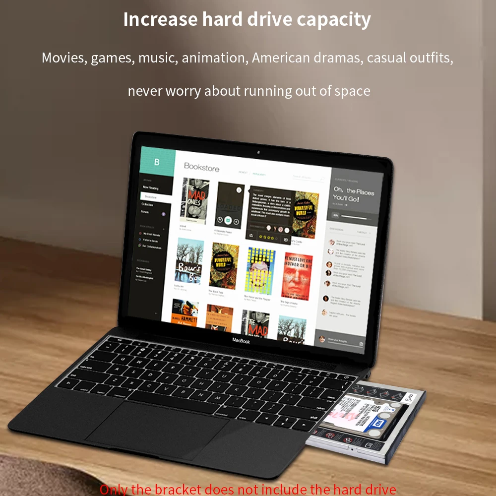 TISHRIC aluminio 2nd HDD Caddy 9,5mm 12,7mm SATA 3,0 Optibay caja de unidad de disco duro caja adaptadora de DVD 2,5 SSD para ordenador portátil - imagen 4