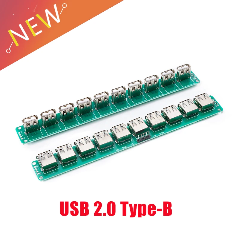 Placa de prueba USB 2,0 hembra 10 conectada, adaptador USB, convertidor PCB, placa de ruptura 180 grados Vertical