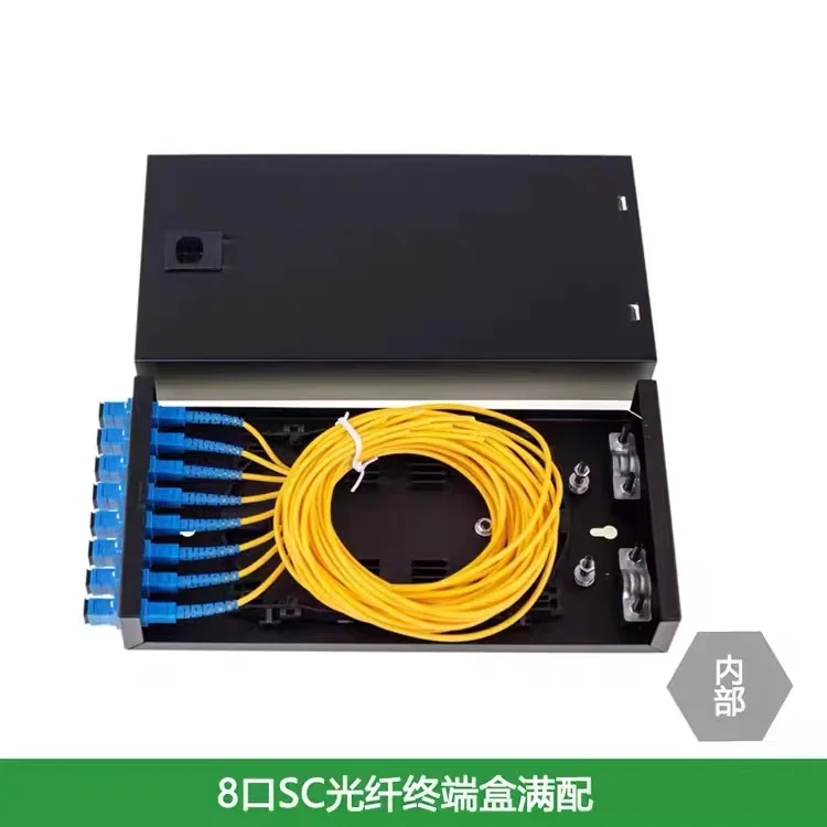 Caja de terminación de fibra óptica, 2 uds., 8 puertos totalmente instalados, LC SC ST FC, coleta y adaptador SM SPCC, panel de conexión, distribución ftth ELINK - imagen 4