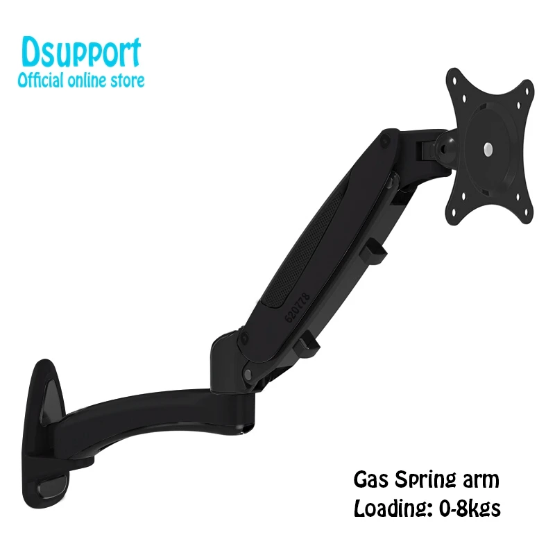 Resorte Gas Aluminio Montaje Pared TV Soporte Monitor LCD 15-27 Pulgadas Altura Ajustable 360° GM112W