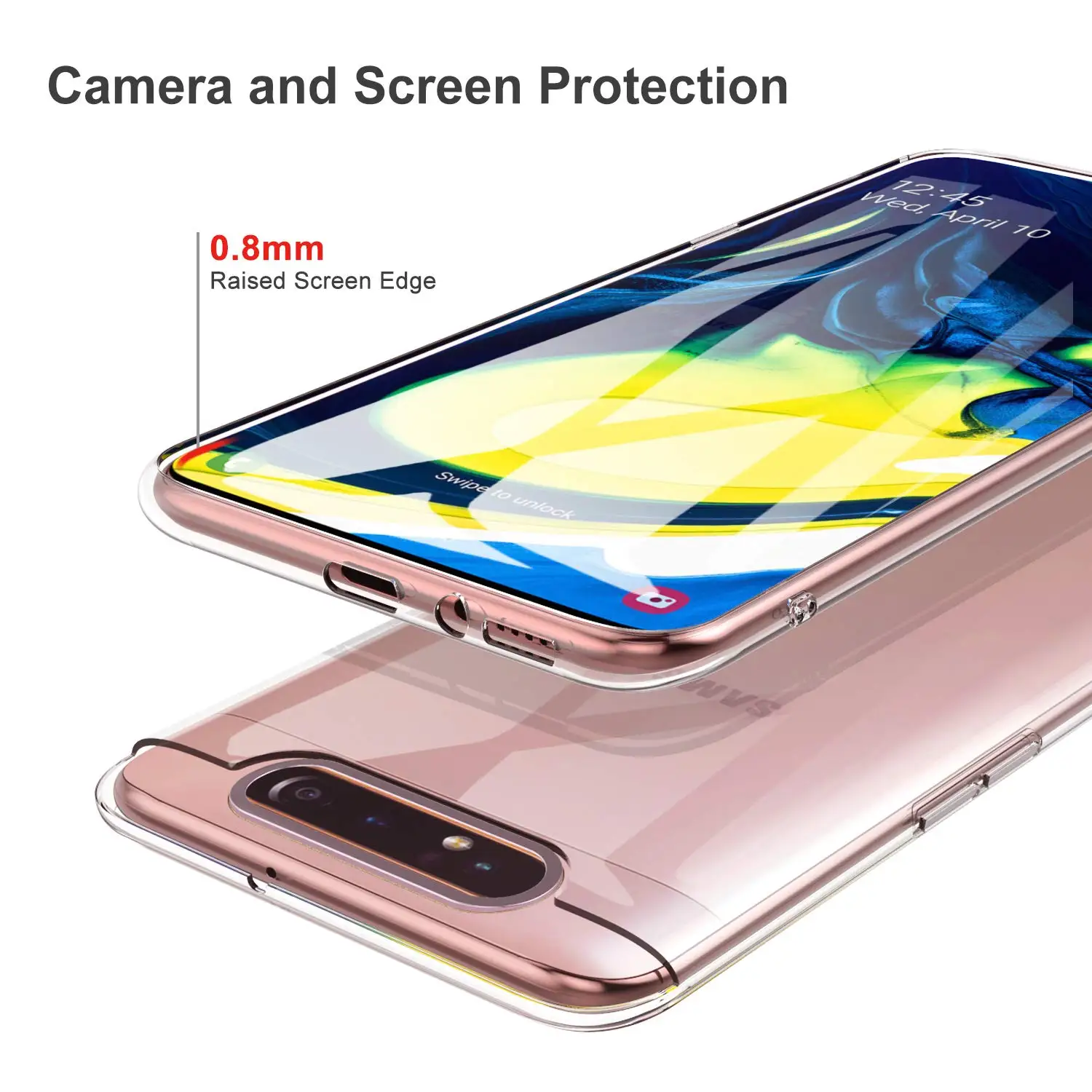 Funda transparente de silicona TPU para Samsung Galaxy A80 A90 5G, funda trasera para teléfono móvil 360, Fundas protectoras SamsungA80 2019 transparentes - imagen 4