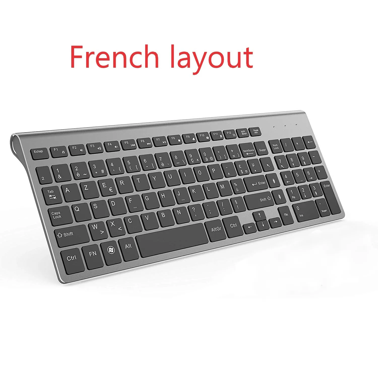 Teclado francés AZERTY teclado inalámbrico 2,4G conexión USB ergonómico silencioso ES/RU/IT/DE/USA/FR teclado adecuado para ordenador portátil PC TV - imagen 2