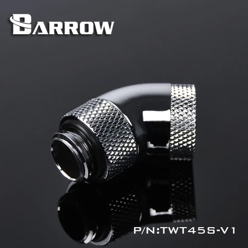 Barrow-adaptador giratorio G1/4, accesorio giratorio de 45 grados, negro, blanco y plateado, TWT45S-V1 de refrigeración por agua
