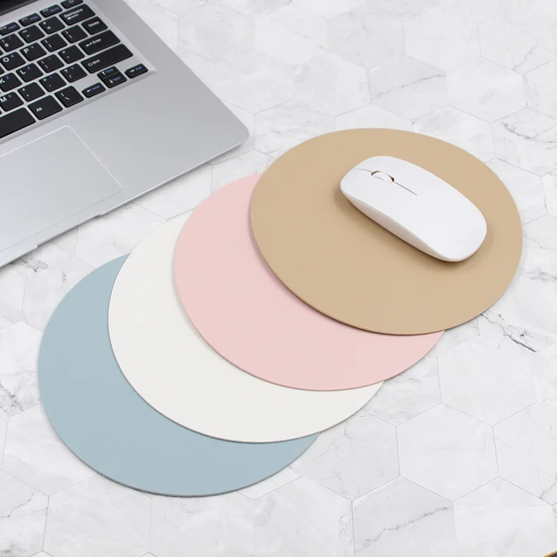 Alfombrilla de ratón de PU resistente al agua, alfombrilla de ratón redonda y cuadrada, para escritorio, mesa, disco, oficina, juegos, posavasos para ordenador portátil - imagen 3