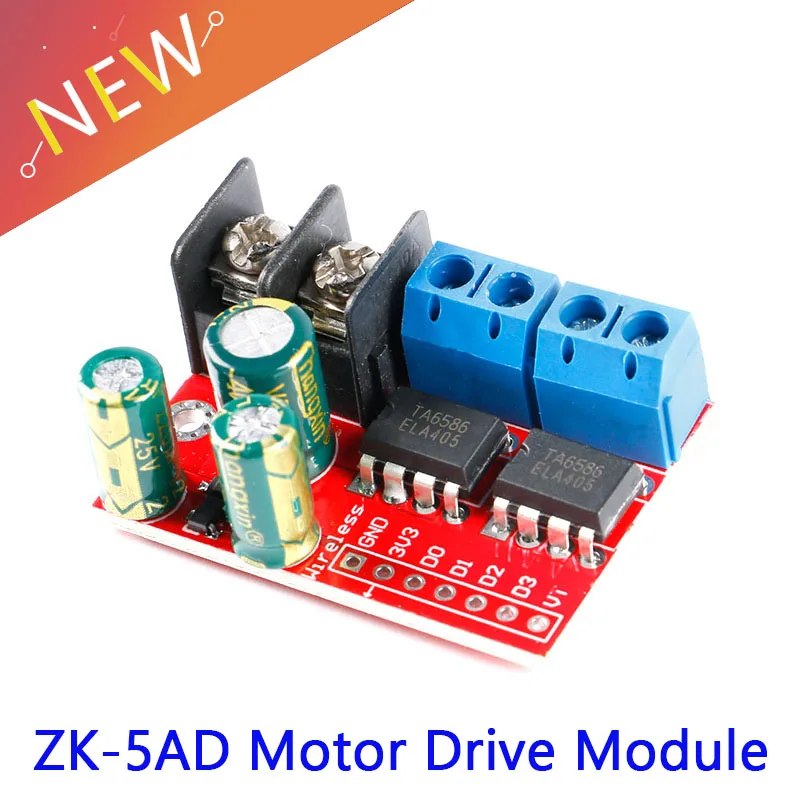 Módulo de accionamiento de Motor de CC Dual 5A, doble puente H, L298N, PWM, Control remoto, voltaje, placa de regulación de velocidad inversa, ZK-5AD, 3V-14V