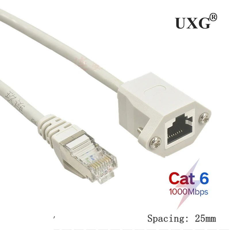 Espaciado Extensión Red 25mm Cable Cat 6e RJ45 Macho Hembra Montaje Panel Tornillo Cable Ethernet LAN Cámara Funda Ordenador - Vista principal del producto