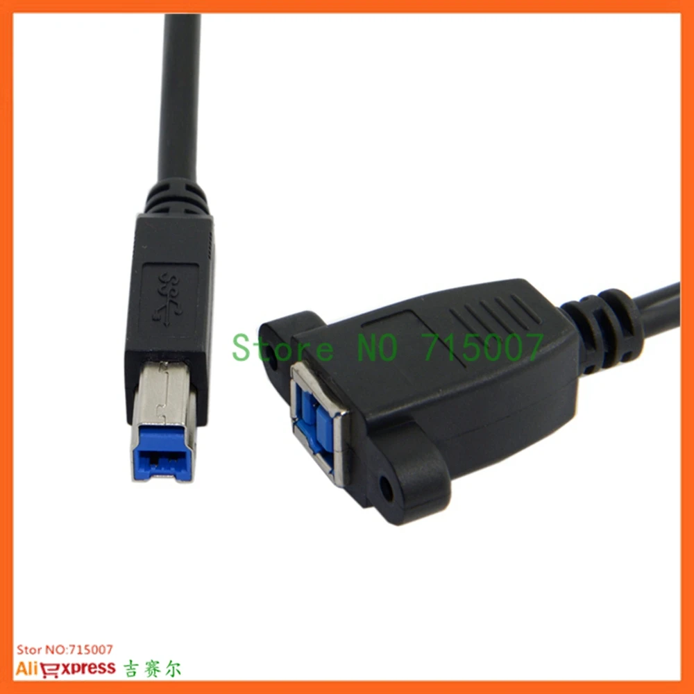 Super Speed USB 3.0 montaje en panel trasero B hembra a macho cable de extensión tipo B 0,5 m 50 cm - imagen 2