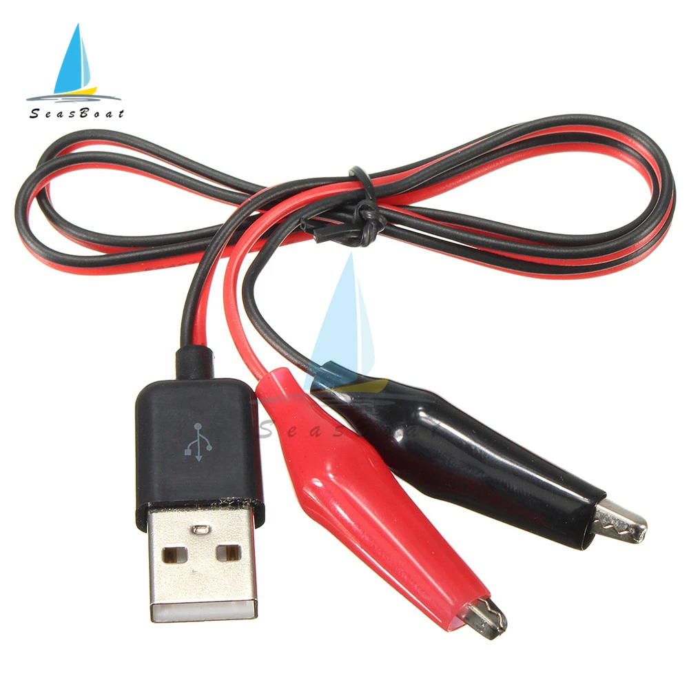 Pinzas de cocodrilo USB, Cable de prueba a conector macho USB, Cable adaptador de fuente de alimentación de 58cm