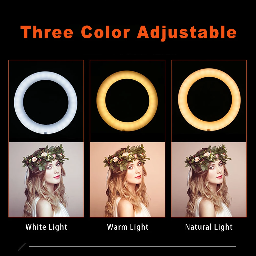 Anillo de luz Led portátil para Selfie, iluminación regulable con Cable USB, 26cm/16cm, para Youtube, transmisión en vivo, estudio, vídeo - imagen 4