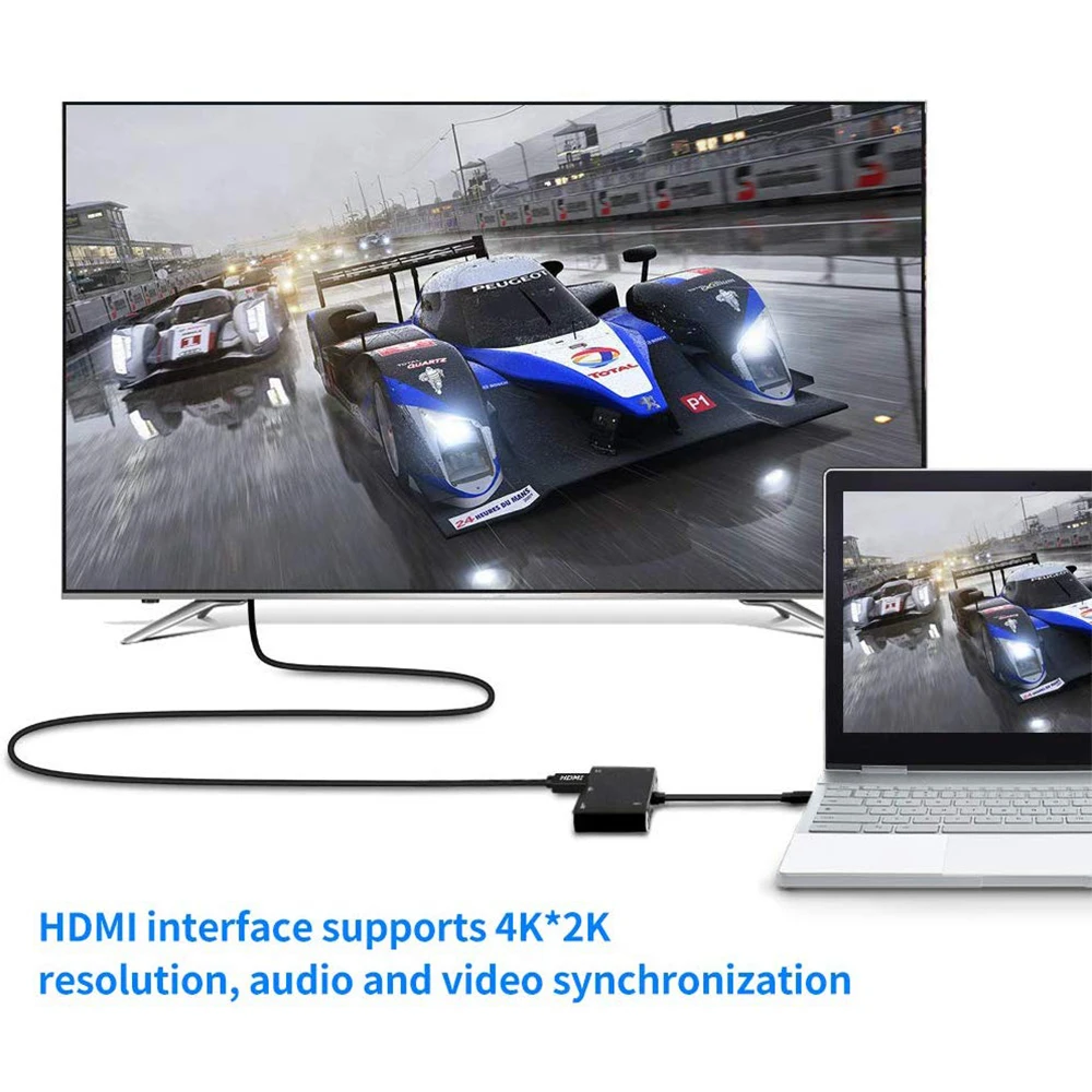 Hub USB-C HDMI VGA MacBook Pro – 5 Puertos USB 3.0 Audio - imagen 3