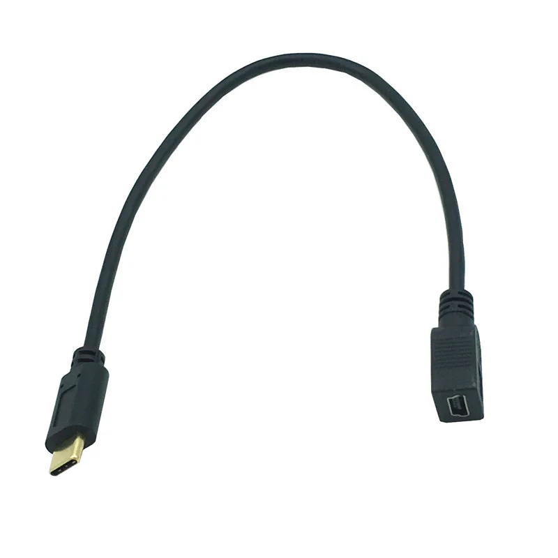 Conector macho USB 2.0 tipo C a cable de datos hembra Mini USB 2.0 para teléfono móvil
