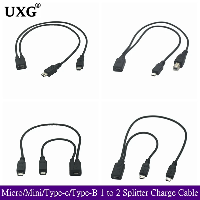 Cable divisor USB-C y Micro USB a Mini USB Tipo B – Carga - imagen 5