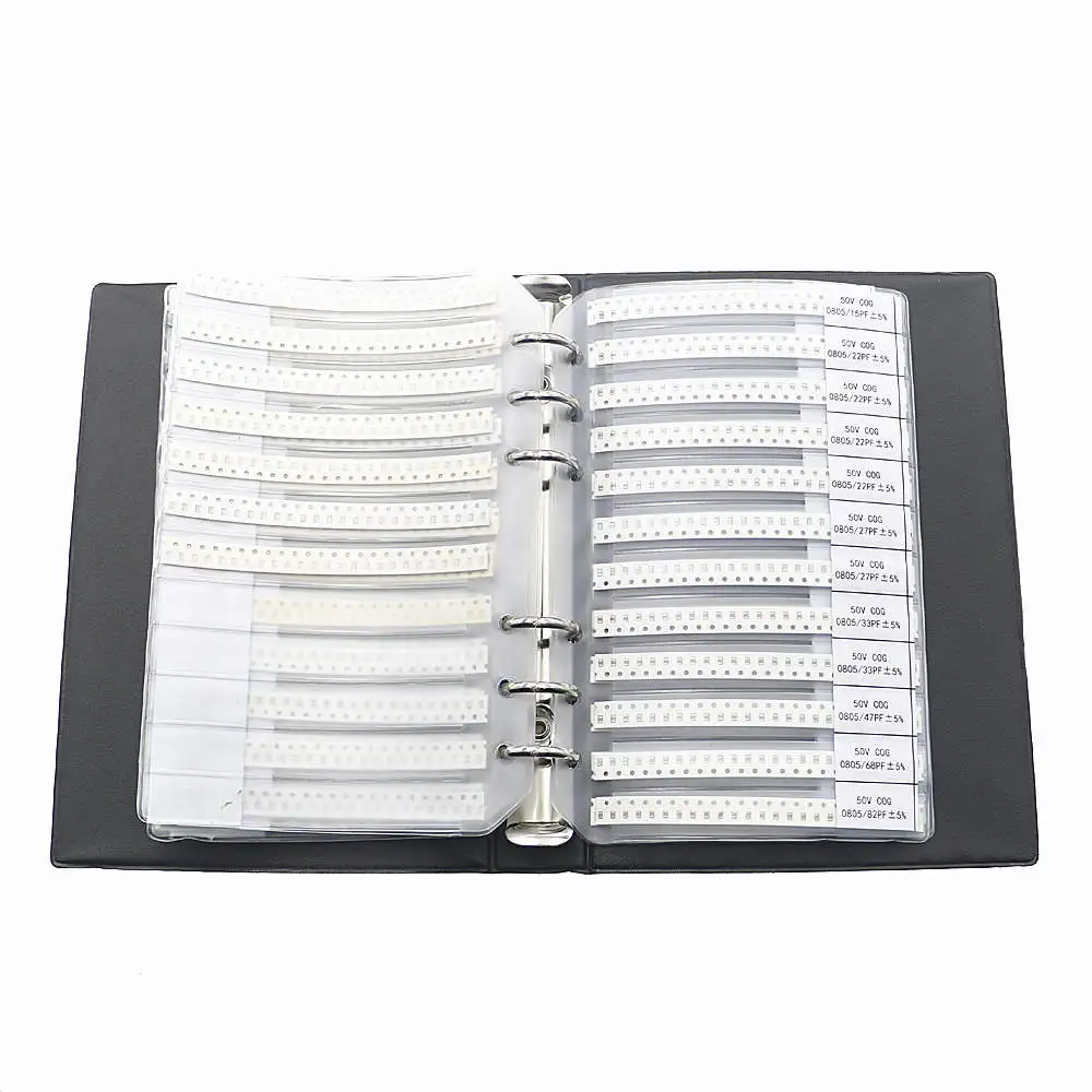 0805 SMD (0Ω-2MΩ) Resistencia de chip de 63 valores + (15pf-1uf) Libro de muestras de condensadores SMT de 17 valores - imagen 3