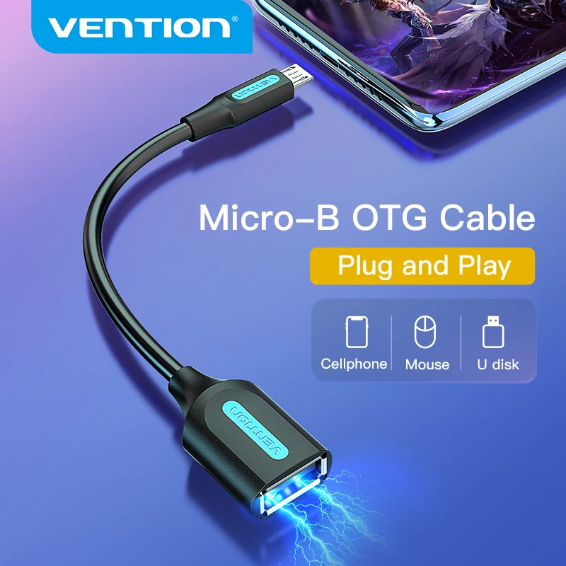 Vention-Cable Micro USB OTG, adaptador macho a hembra para Samsung S6, Xiaomi, teléfono Android, USB 2,0, OTG