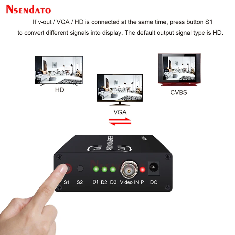 Interruptor convertidor de 5MP, 2MP, 720P, 1080P, AHD, TVI, CVI a HD, VGA, CVBS, para probador de vídeo de cámara CCTV, adaptador de conversión - imagen 5