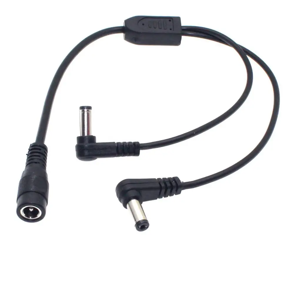 Adaptador divisor de alimentación CC, Cable de enchufe de 5,5mm x 2,1mm, 12V, para cámara CCTV, tira de luz LED, 1 hembra a 2 vías en ángulo macho