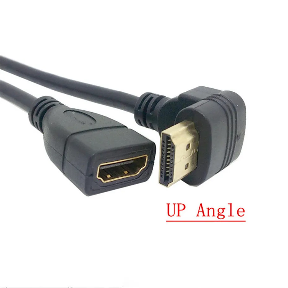 Cable de extensión de 90 grados, conector macho a hembra de HDTV en ángulo recto, adaptador negro para proyector de DVD y TV, 0,15 M y 0,5 M - imagen 3