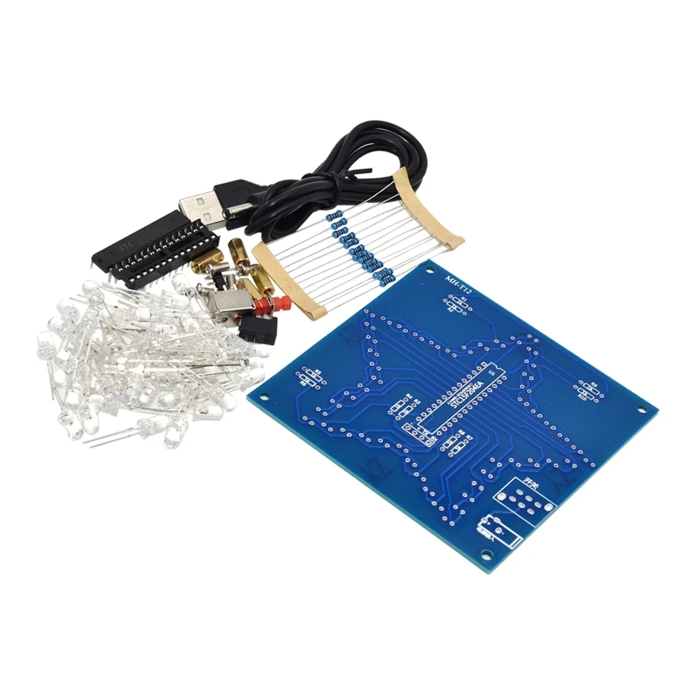 Kit electrónico de estrellas de cinco puntas, módulo LED RGB brillante, luz de agua, 51 microordenador de un solo Chip para Arduino, bricolaje