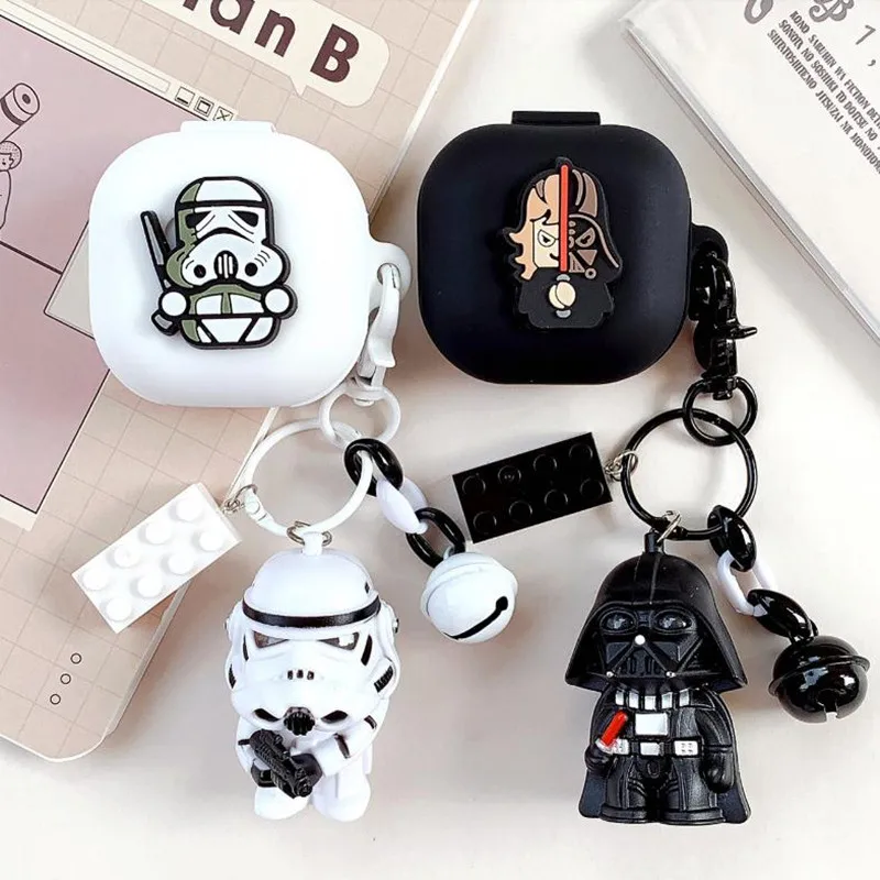 Funda para auriculares Star Wars para Samsung Galaxy Buds Live/Pro/Fe, carcasa protectora de silicona para auriculares inalámbricos con llavero