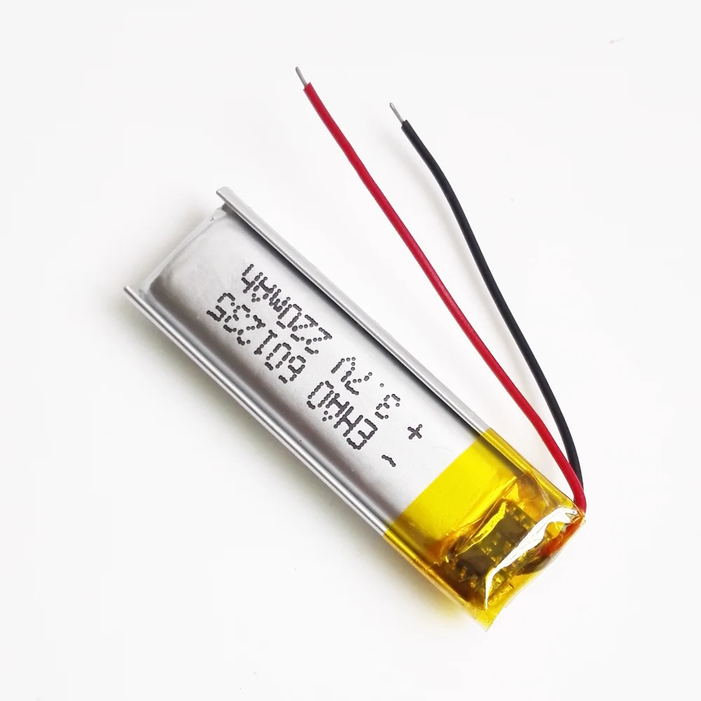 Uds Lipo para videojuegos, lote de 10 batería recargable de polímero de litio, 3,7 V, 220mAh, 601235, para Mp3, MP4, MP5, GPS, PSP, Bluetooth - imagen 4