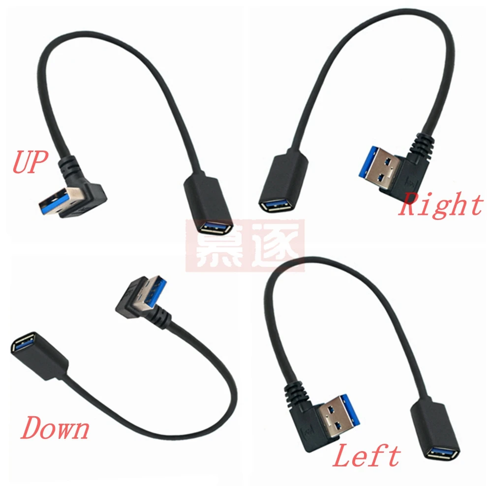 USB 3,0 1 Uds Cable de extensión de 90 grados arriba abajo ángulo izquierdo derecho macho a hembra Super velocidad 5Gbps Cables de carga de sincronización de datos USB - imagen 4