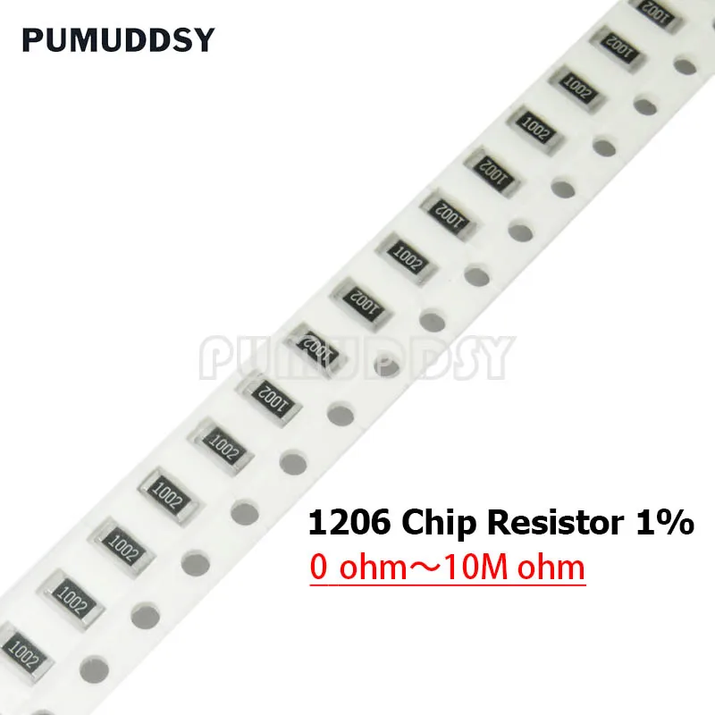 100 Uds 1206 1% resistencia SMD 0R ~ 10M 1/4W 0 1 10 100 150 220 330 Ohm 1K 2,2K 10K 100K 1R 10R 100R 150R 220R 330R 1M