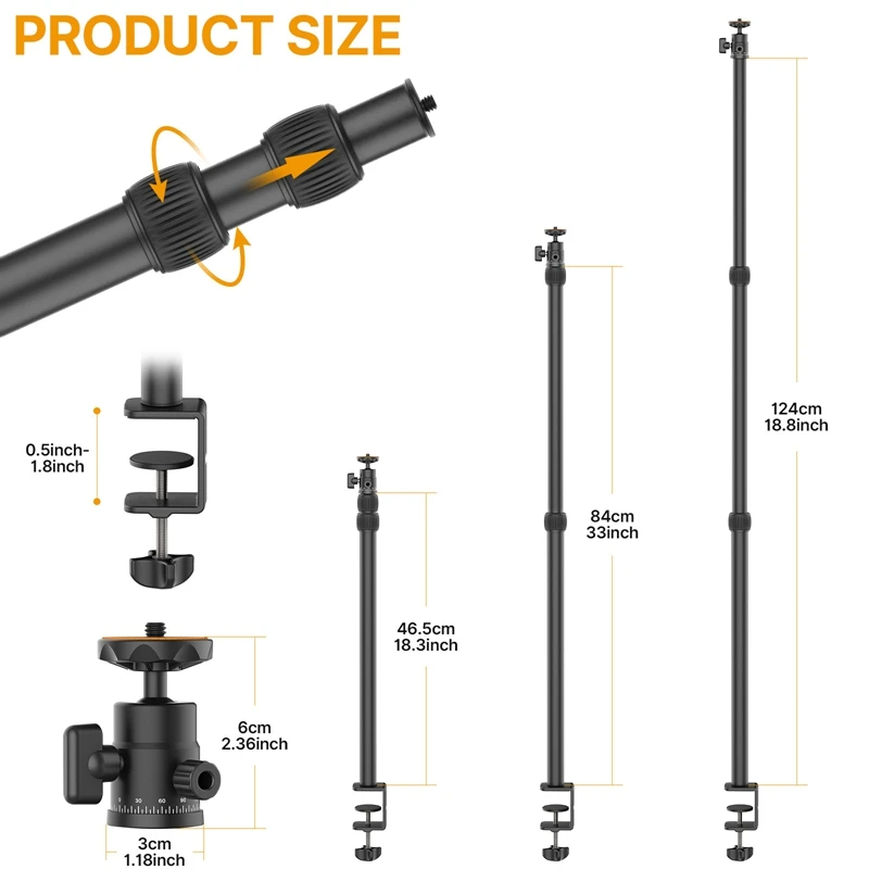 Vijimy LS03 Trípode Extensible con Luz y Clip Teléfono - imagen 2