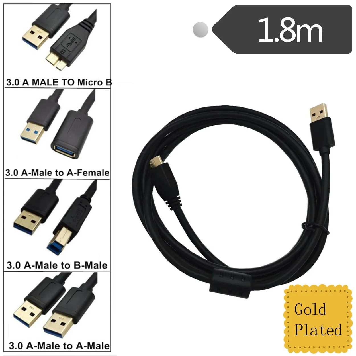 Cable USB de velocidad rápida USB 3,0 tipo A a Micro B macho hembra Cable de sincronización de datos código de extensión para impresora de disco duro externo