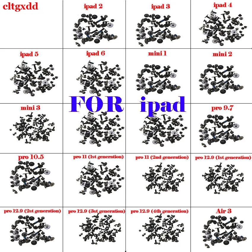 1 Juego para iPad 2/3/4/5/mini Pro 9,7 10,5 11 12,9 Air 3 placa base tornillo completo manga reemplazo accesorio interior perno