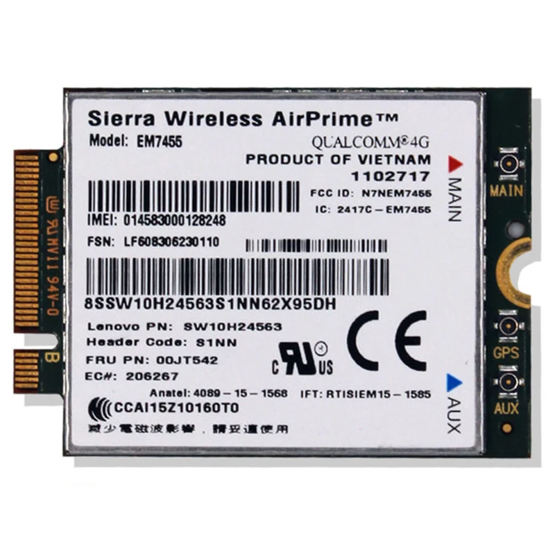 Sierra Wireless EM7455 FRU 00JT542 LTE Cat6 M.2 módulo 4G tarjeta WWAN para Thinkpad X260 T460 T460p T460s L460 L560 Yoga 260