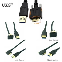 Cable USB 3.0 A Macho a Micro B Angular 90° con Tornillo de Bloqueo