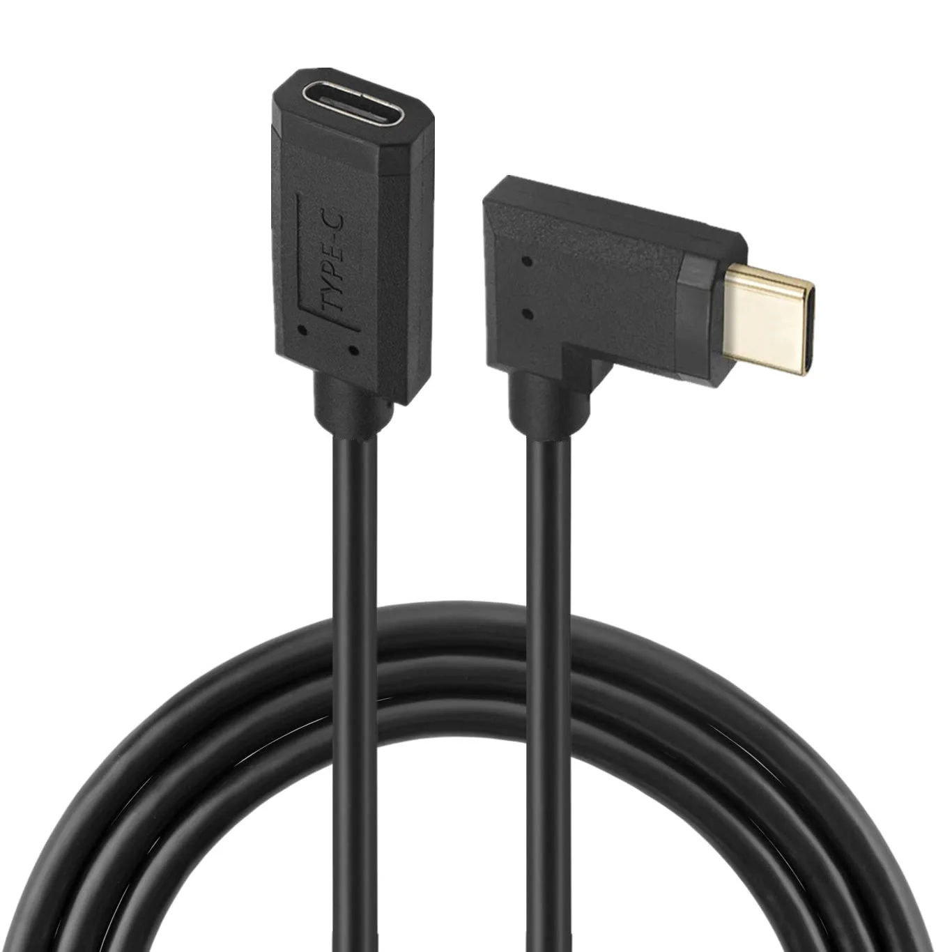 Oro tipo C USB 3,1 macho a USB-C hembra Cable de carga de datos de extensión de 90 grados diseño Reversible 10 Gb/s con tornillo de panel - imagen 4