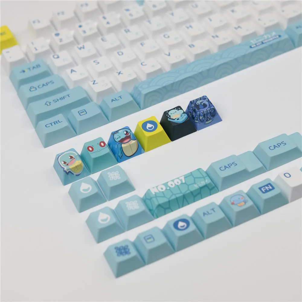 Juego de 130 teclas con tema de tortuga pequeña para teclado mecánico MX Switch PBT, 5 lados, subcama de tinte, teclas bonitas, perfil de cereza - imagen 2