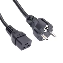 Cable alimentación Schuko recto a IEC C19 para rack servidores