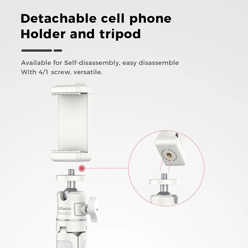 Ulanzi -trípode plegable Ulanzi MT-08 para teléfono móvil, Mini palo Selfie portátil, cabeza de bola de tornillo Universal, accesorios para cámara DSLR, 1/4 pulgadas - imagen 5