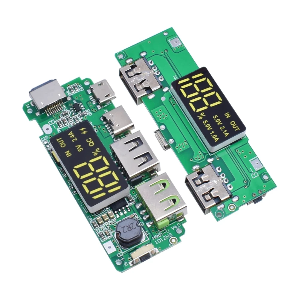 Cargador de batería de litio, Placa de protección de circuito, doble USB, 5V, 2.4A, Micro/tipo C, LED, Banco de energía móvil, módulo de carga 18650