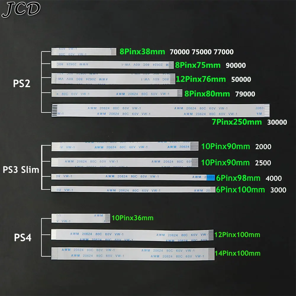 JCD 20 stücke Lade Board Netzschalter Kabel Für PS2 PS3 schlank PS4 10pin 12pin 14pin Controller Touch Pad Flex band Kabel