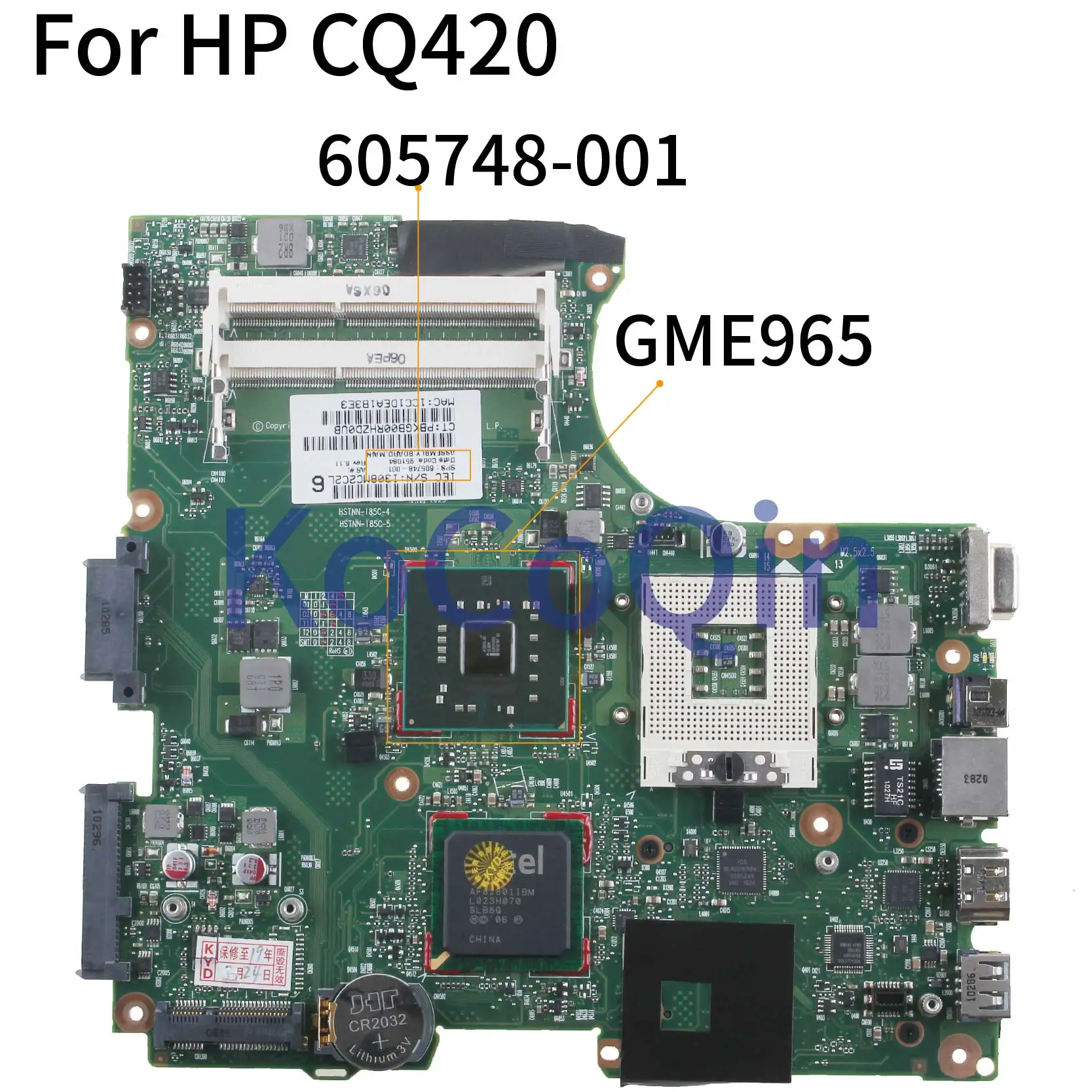 KoCoQin-placa base para portátil HP Compaq CQ320 420 620, 605748, 6050A2137901, GL40, DDR3, completamente probada - imagen 2