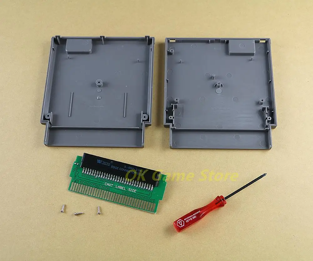 Convertidor adaptador de 5 juegos de 60 pines a 72 pines con chip CIC instalado para sistema de consola NES con estuche de cartucho y destornillador - imagen 5