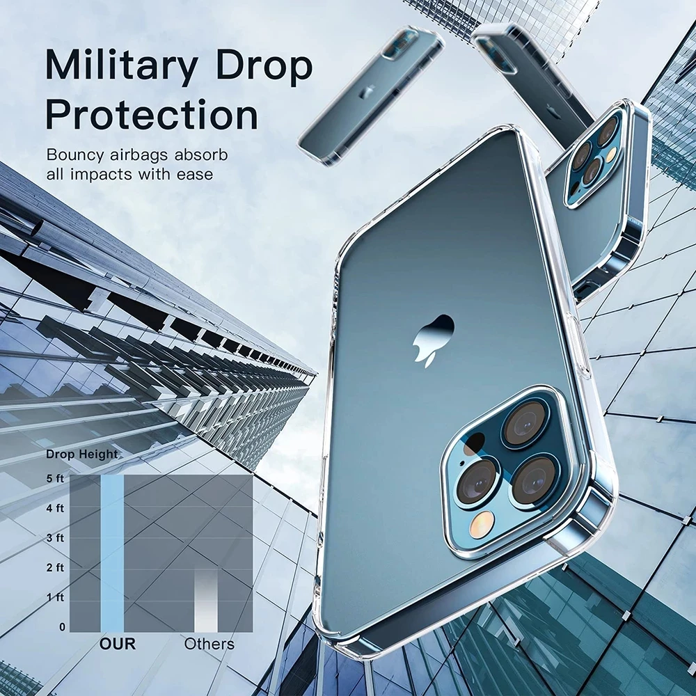 Funda transparente trasera dura acrílica de cristal de parachoques de lujo para iPhone 14 13 11 12 15 16 Pro MAX XR XSMax XS X SE 7 8 Plus - imagen 2