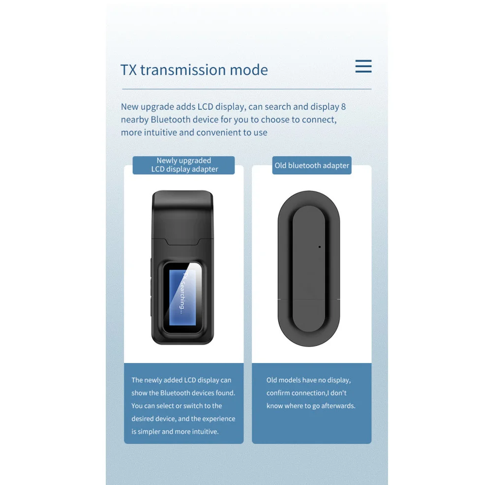 LccKaa-transmisor y receptor Bluetooth 5,0, adaptador de Audio inalámbrico con pantalla LCD EDR, 3,5 MM, 3,5 AUX, para coche, PC, auriculares, micrófono, TV - imagen 3