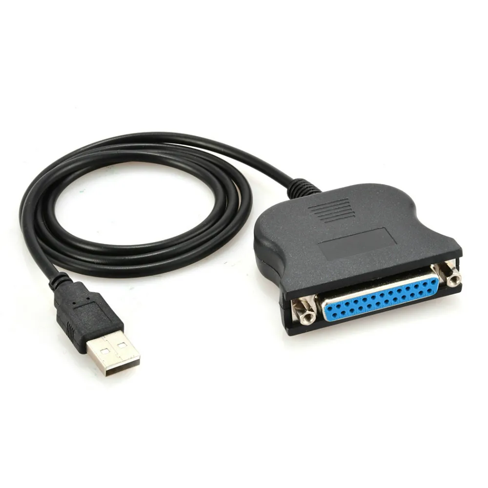Cable convertidor de impresión de puerto hembra USB a DB25, adaptador USB LPT, Cable LPT a USB, Cable de impresora, línea de cable crod negro