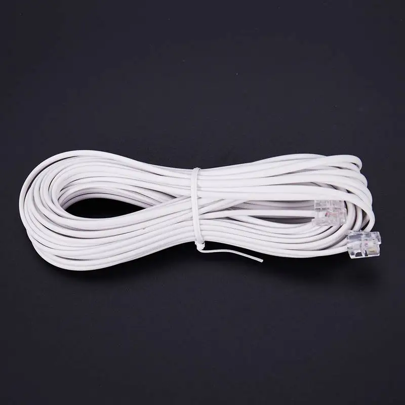 1pcs 10m RJ11 Telephone Connector Extension Cable White - imagen 2