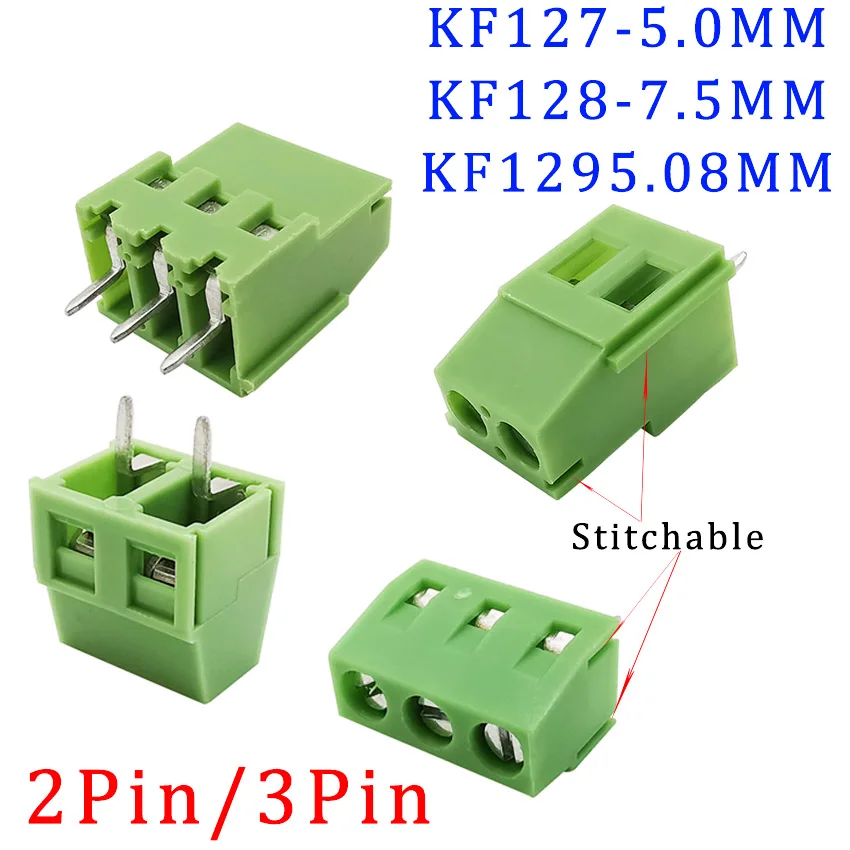 10 Uds KF128 2 pines 3 pines tipo tornillo PCB bloque de terminales conector de cable 2,54mm/3,5/3,96/5,0/5,08/7,5mm terminales de empalme de Pin recto - imagen 5