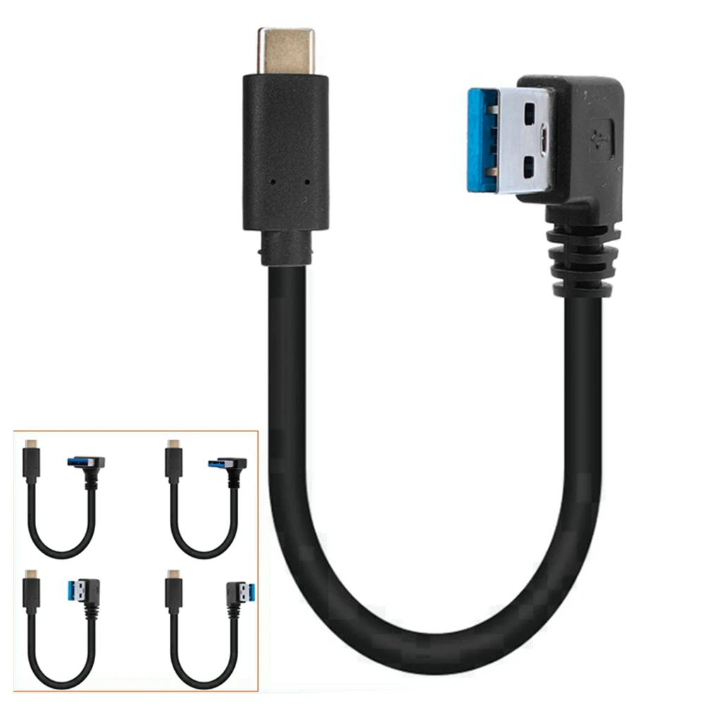 Conector de Cable USB 3,0 (tipo A) macho A USB 3,1 (tipo C) macho, sincronización de datos y carga, 90 grados arriba y abajo, color negro, 0,2 m