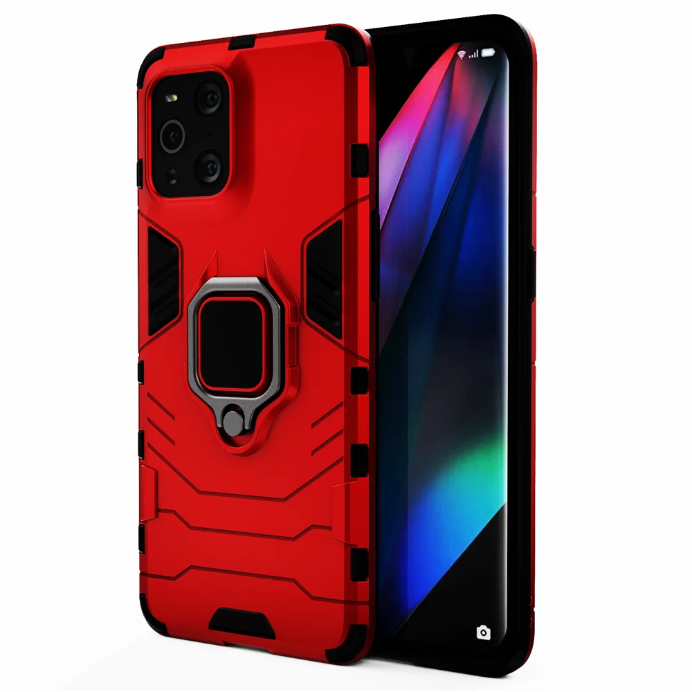Funda a prueba de golpes para Oppo Find X3, cubierta de anillo protector, soporte magnético, 6,7"