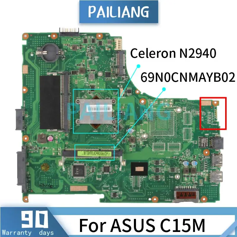 Celeron-placa base N2940 para ordenador portátil ASUS C15M, 69N0CNMAYB02 REV.2.1 SR1YV DDR3, placa base probada - imagen 2